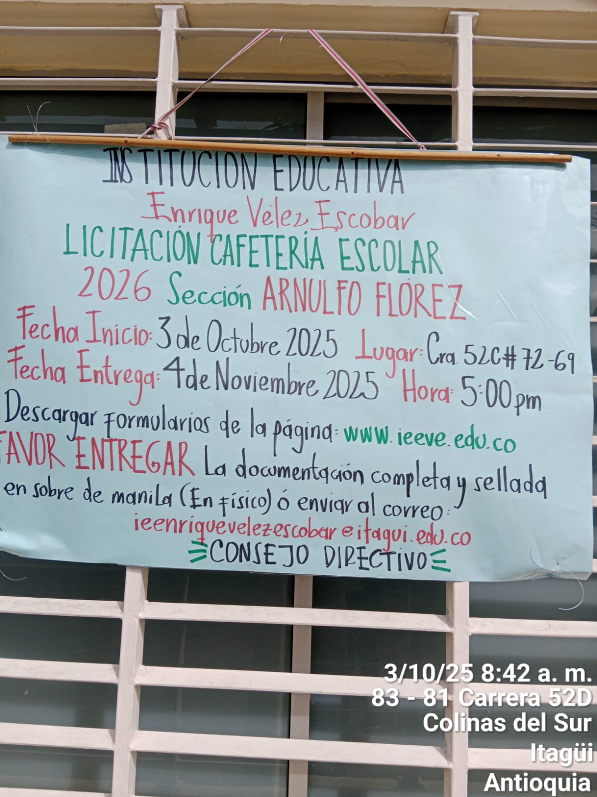 LICITACIÓN PÚBLICA CAFETERÍA ESCOLAR SEDE ARNULFO FLÓREZ DE LA INSTITUCIÓN EDUCATIVA ENRIQUE VÉLEZ ESCOBAR